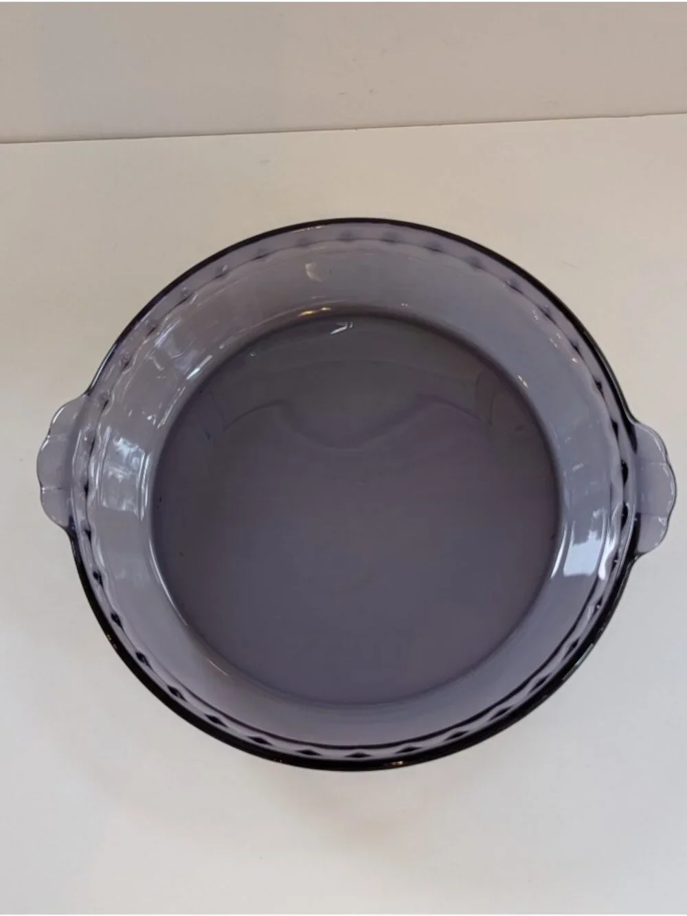 Vintage Pyrex Amethyst Purple Glass Handled Crimped Pie Plate (Model 229)